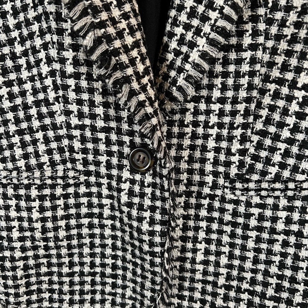 Ann Taylor Women's Size 0 Single Button Black White Houndstooth Blazer - Picture 4 of 6
